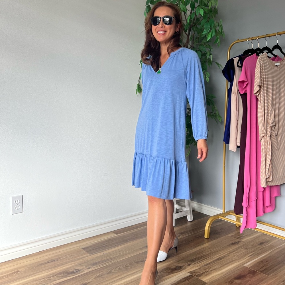 Lilla P Flame Modal 3/4 Sleeve Shirred Raglan Dress - Picture 2 of 16